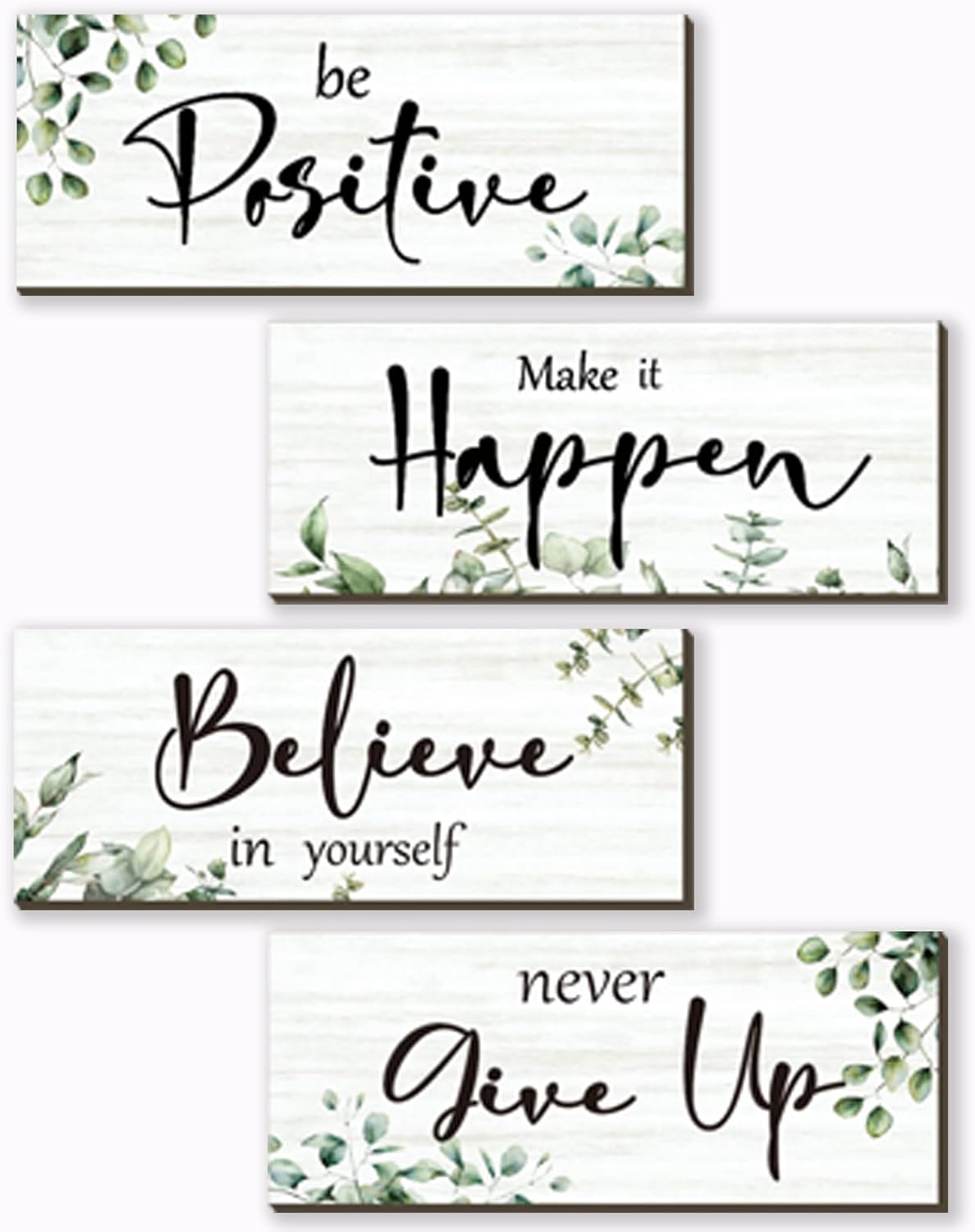 Motivational Green Leaf Wall Decor Set - Boosts Office Inspiration!