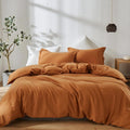 French Linen Duvet Cover Set Queen - Natural Flax Cotton Blend