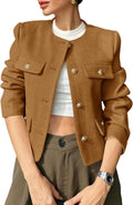 Women's Tweed Cropped Blazer Jacket for Smart Casual Wear
