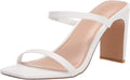 The Drop Avery Square Toe Two Strap High Heeled Sandal - Chic Bridal