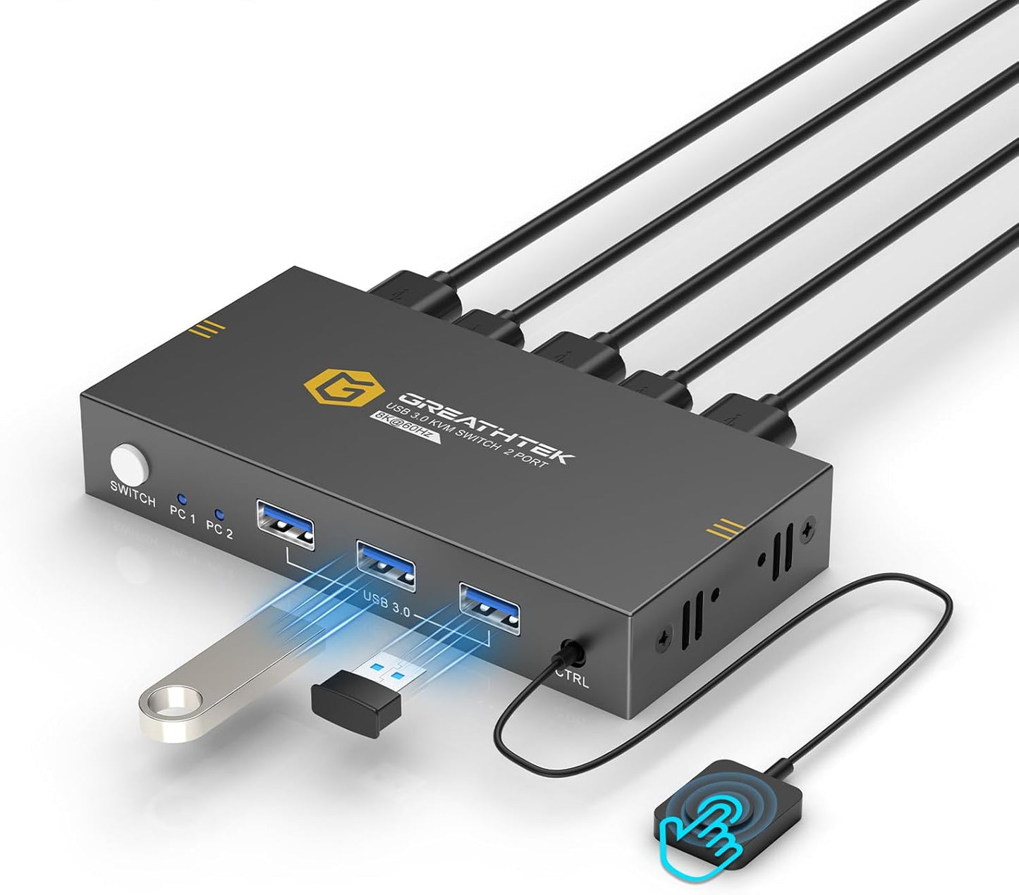 KVM Switch 2 Port 8K@60Hz for Seamless Computer Management