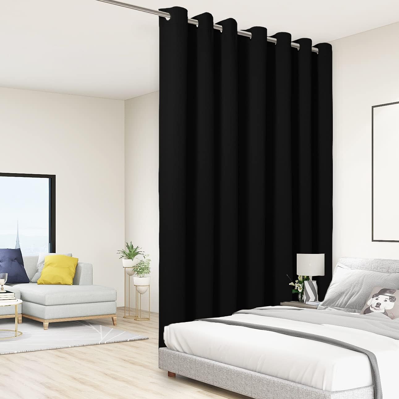 Extra Wide Room Divider Curtain for Total Privacy and Noise Block