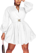 Uni Clau Womens Button Down Shirt Dress with Belt - A-Line Mini