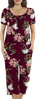 POPYOUNG Women's Summer Casual 2 Piece Pajama Set - Lightweight