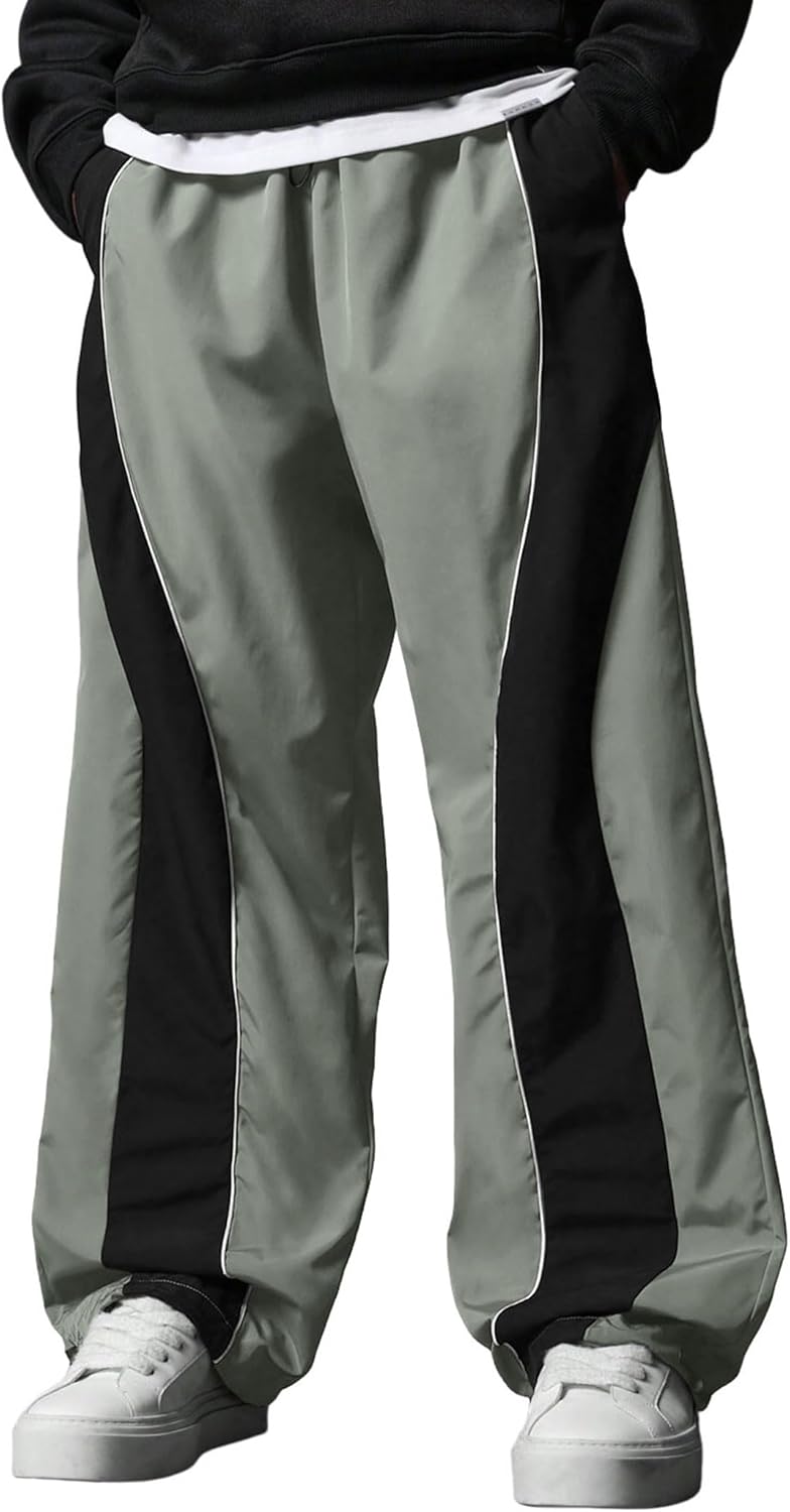ZAFUL Mens Baggy Pants Y2K Contrast Piping Drawstring Sweatpants