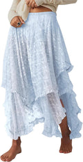 Yimoon Women's Floral Lace Long Skirts for Summer Beach Style