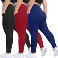 Plus Size Leggings with Pockets 3 Pack - High Waisted
