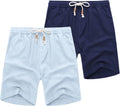 Men's Linen Shorts Casual Elastic Waist Drawstring Summer (Style Z5GF)