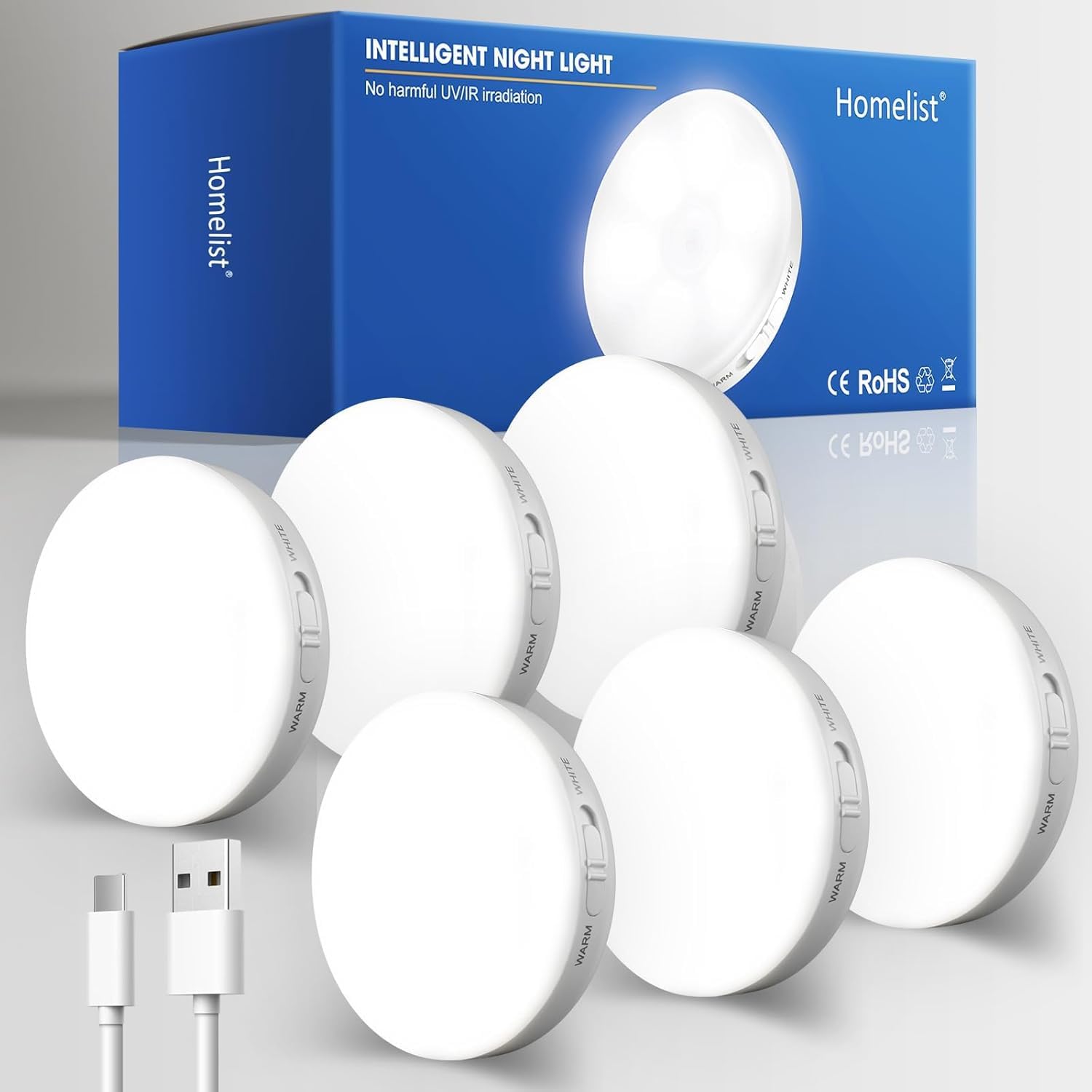 Homelist Motion Sensor Light Indoor - Rechargeable Puck Lights