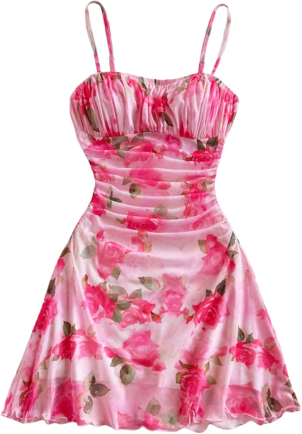 WDIRARA Women's Floral Print Ruched Cami Dress for Summer Fun
