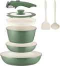 Ceramic Cookware Set Non Stick 8Pcs Pots and Pans Set - Space Saving
