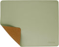 Leather Mouse Pad Wood Mouse Pad with Stitched Edge - Matcha Green