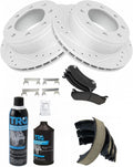 TRQ Rear Brake Pad & Rotor Kit Semi-Metallic G-Coated Slotted X
