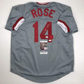 Autographed Pete Rose Cincinnati Grey Baseball Jersey JSA COA - Signed