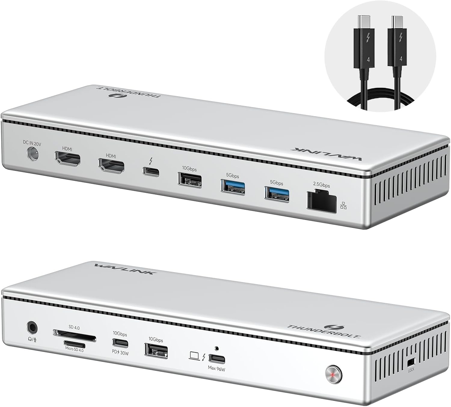 WAVLINK Thunderbolt 4 Hub with Dual HDMI and 100W Charging