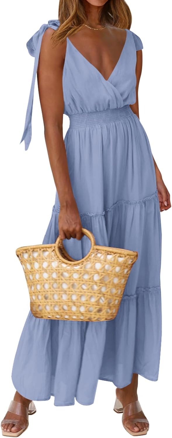 PRETTYGARDEN Women's Cross Neck Sleeveless Maxi Dress for Summer