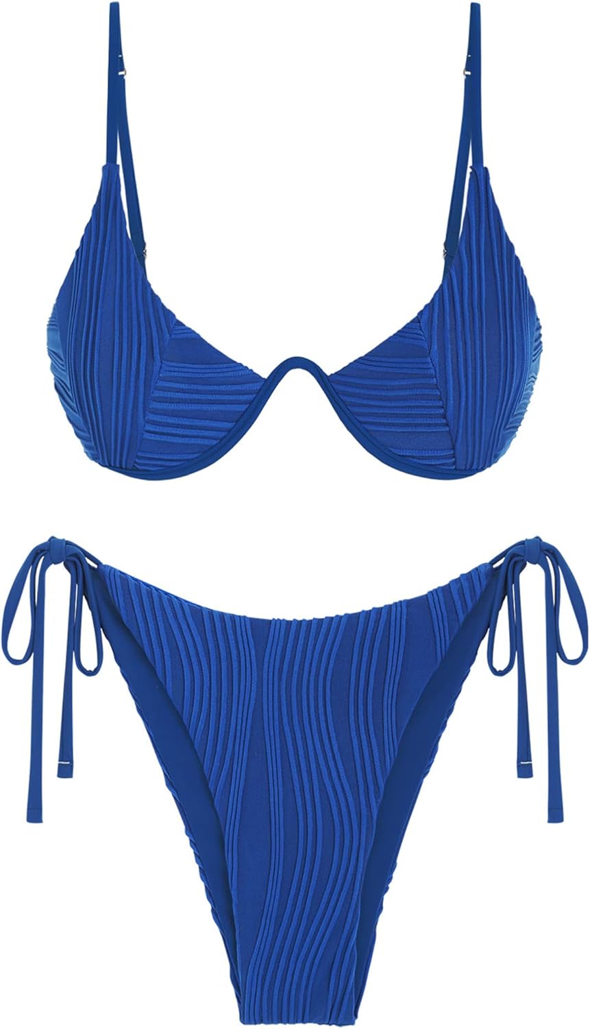 ZAFUL Women's Ribbed Two Piece Swimsuits for Beach Fun