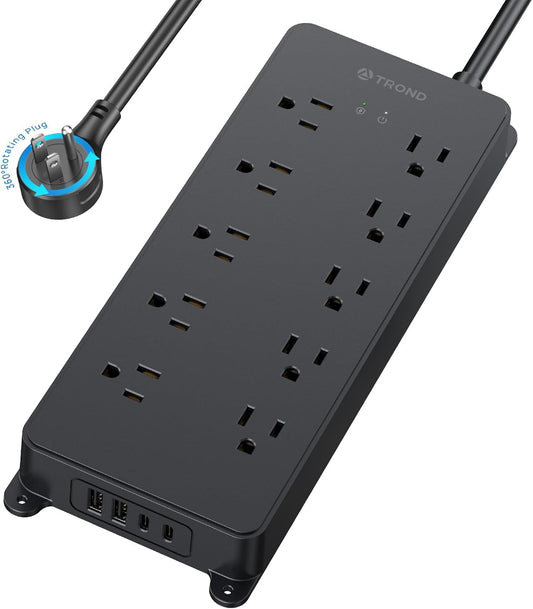 TROND 10-Outlet Surge Protector Power Strip with USB-C
