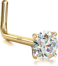 14K Gold Nose Studs with CZ Diamonds for Sensitive Skin Comfort