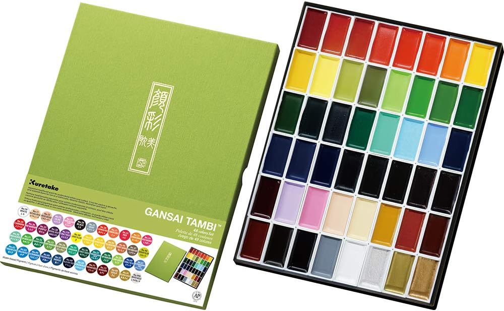 Kuretake GANSAI TAMBI Watercolor Paint Set with 48 Colors