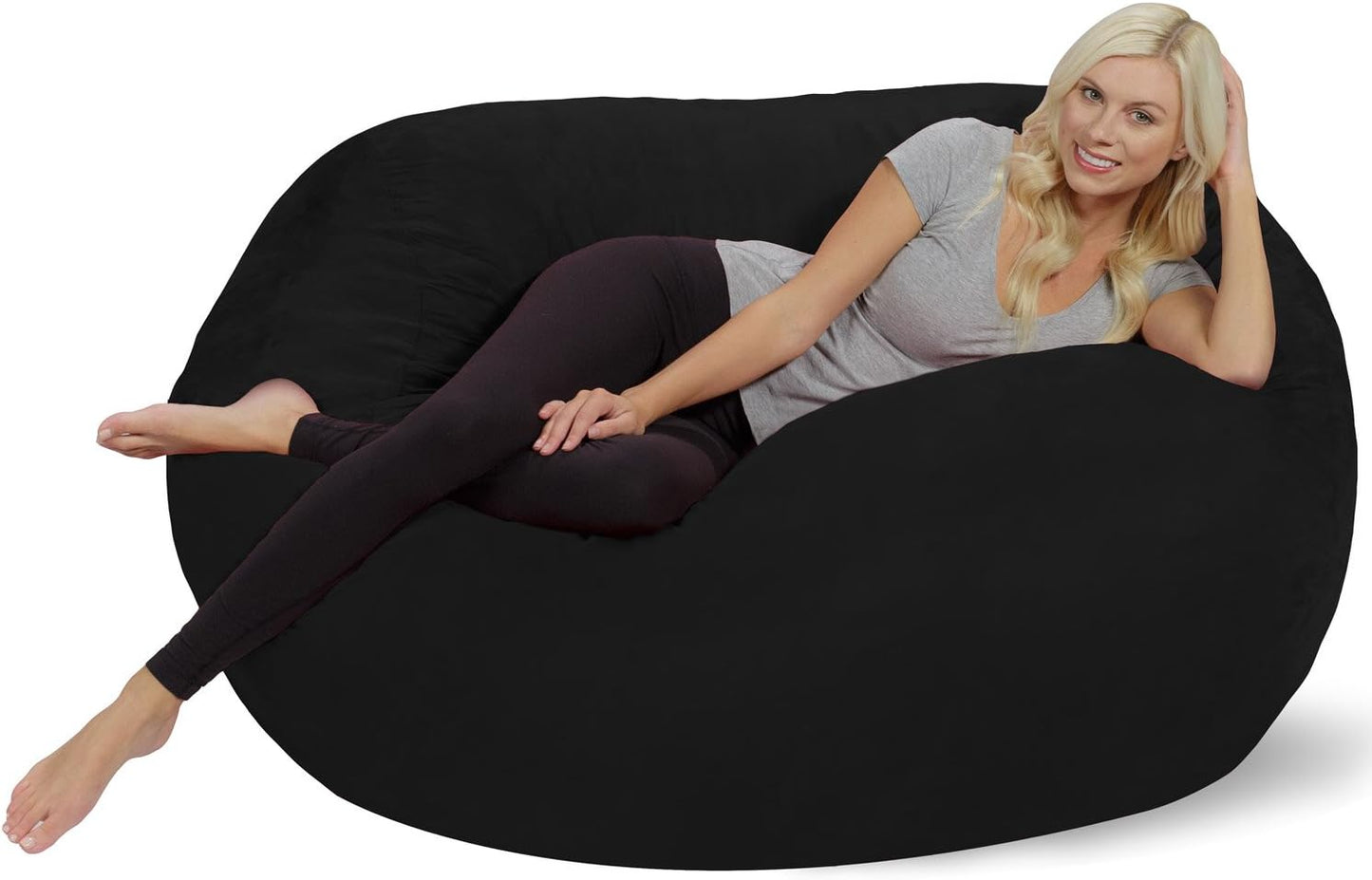 5ft Black Microsuede Bean Bag Cover by Chill Sack