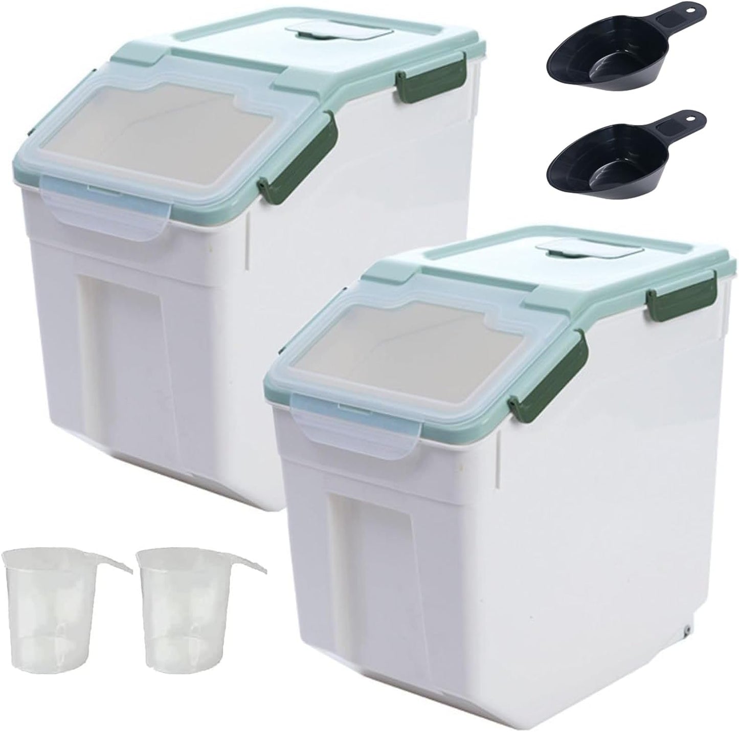 2 Pack Rice Storage Container with Measuring Cup for Food