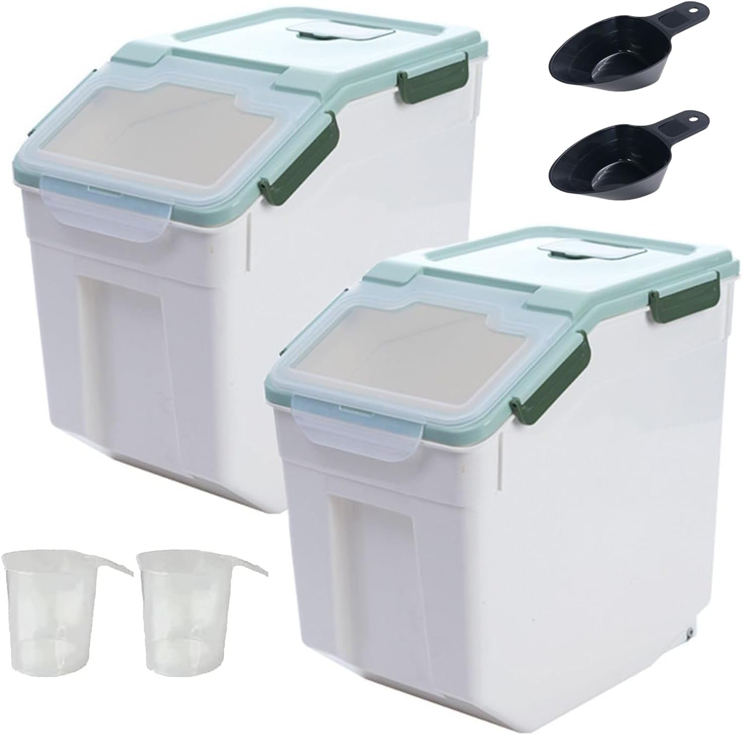 2 Pack Rice Storage Container with Measuring Cup for Food