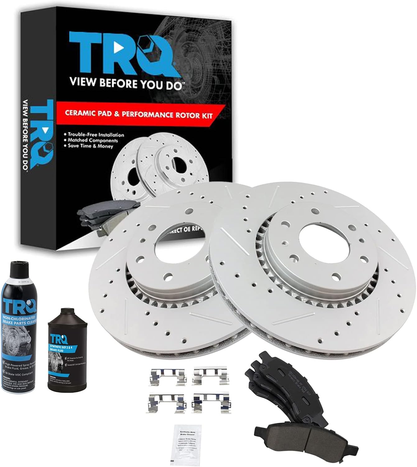 TRQ Front Brake Pad & Rotor Kit for Buick Rainier & More