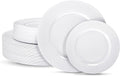 White Plastic Plates Set 100PCS - Disposable Heavy Duty Plates for 50