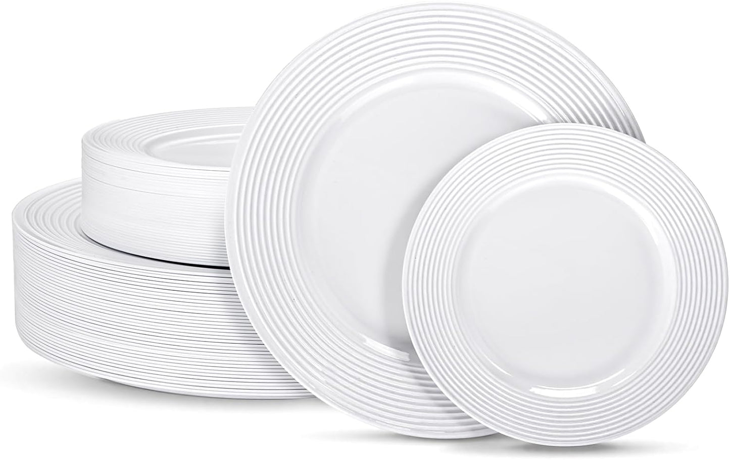 FLOWERCAT 100PCS White Plastic Plates for Parties and Weddings