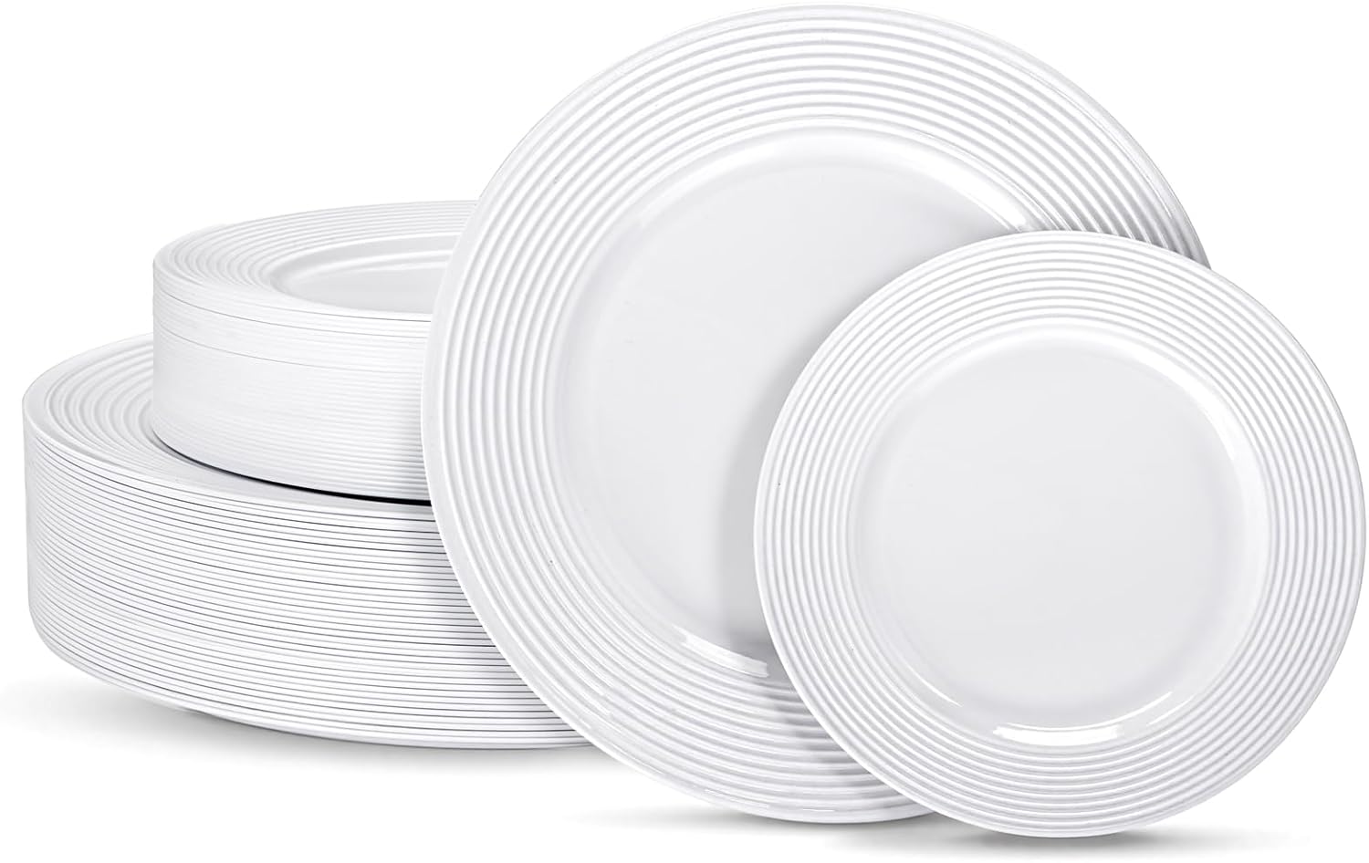 FLOWERCAT 100PCS White Plastic Plates for Parties and Weddings