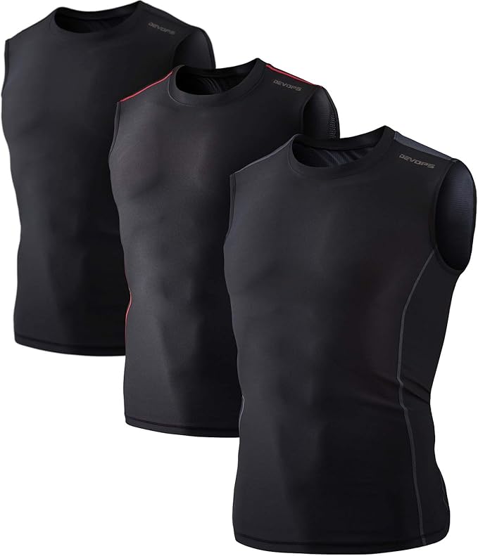 DEVOPS 3 Pack Men's Athletic Compression Shirts Sleeveless Review