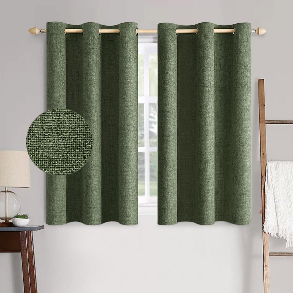 MIULEE Blackout Linen Textured Curtains for Bedroom & Living Room