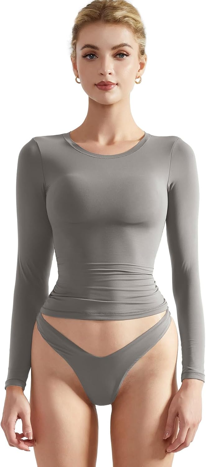 SUUKSESS Women Double Lined Fitted Basic T Shirts for Comfort