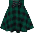 Plaid Mini Skirt for Women - High Waist Lace Up Short Skater