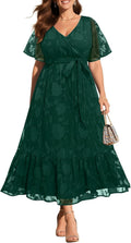 Pinup Fashion Plus Size Wrap V Neck Maxi Dress - Flattering Wedding is