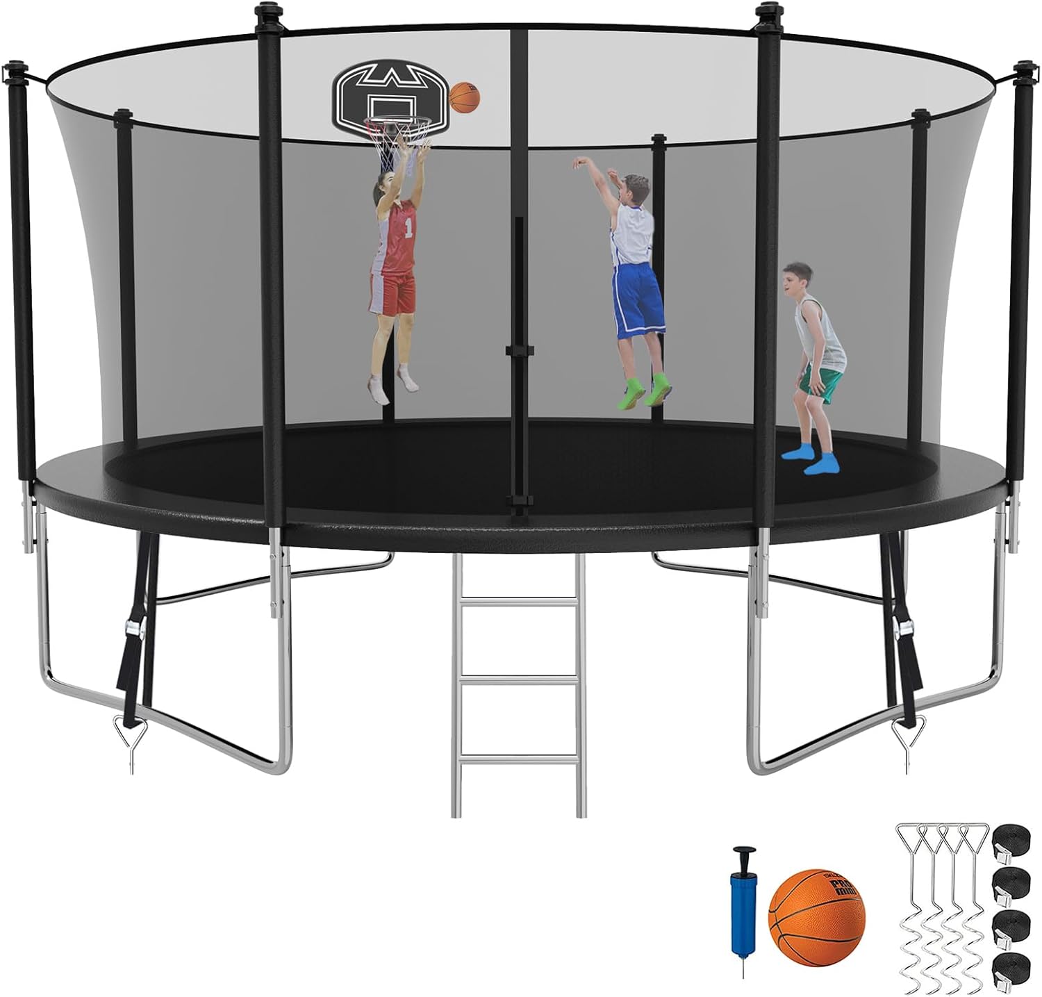 Tranpoline 1500LBS for Kids and Adults with Basketball Hoop