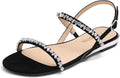 Dream Pairs Women's Low Wedge Rhinestone Strappy Sandals - Comfortable