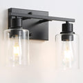 Bathroom Vanity Light Fixtures 2-Light Matte Black - Clear Glass