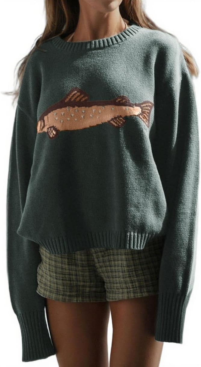 CHARTOU Women Fashion Oversized Y2K Pullover Sweater Jumper