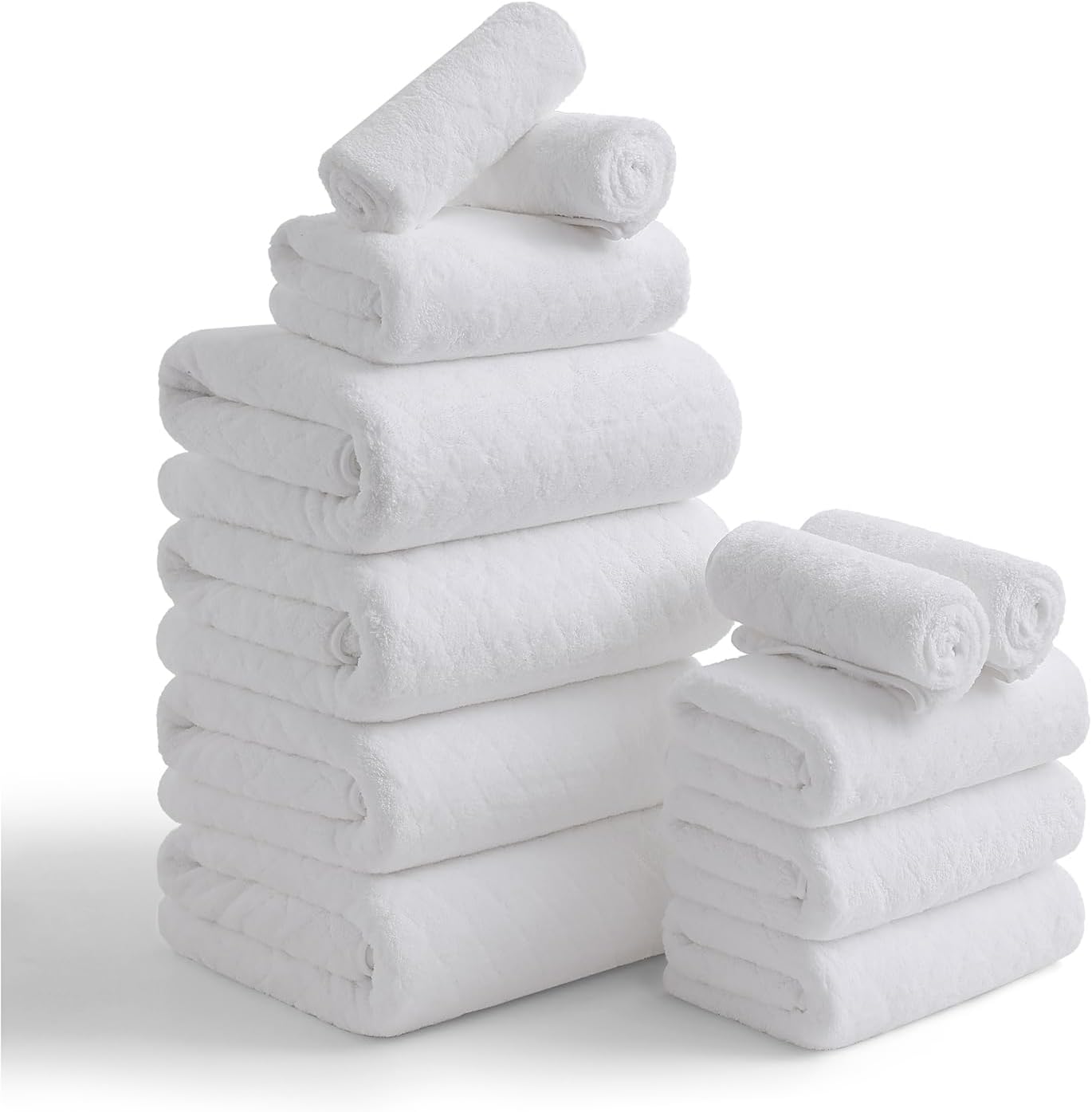 Luxury Bath Towels Set - 12 Piece Microfiber Collection