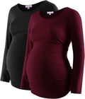 Maternity Shirt Long Sleeve Basic Top Ruch Sides Bodycon Tshirt Made