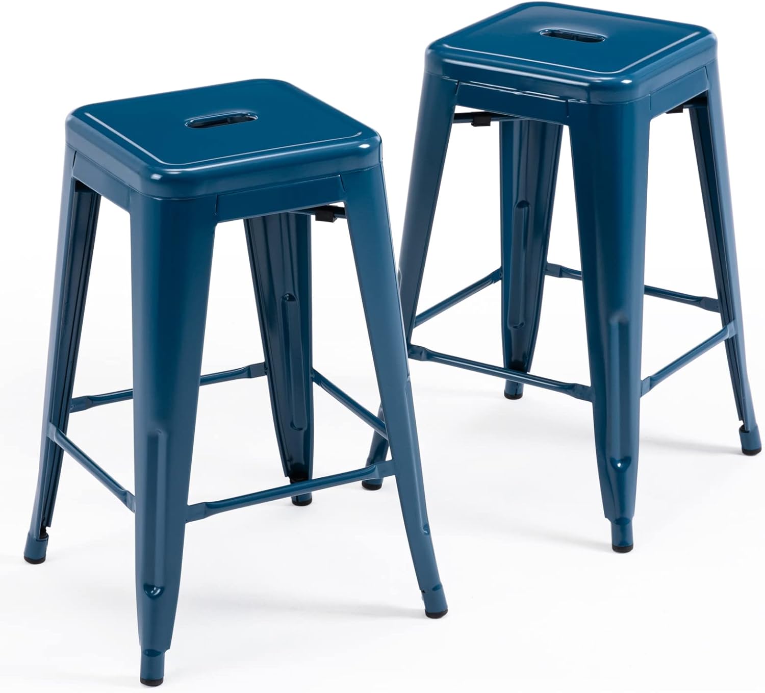 24 Inch Metal Bar Stools Set of 2 for Indoor Outdoor Use