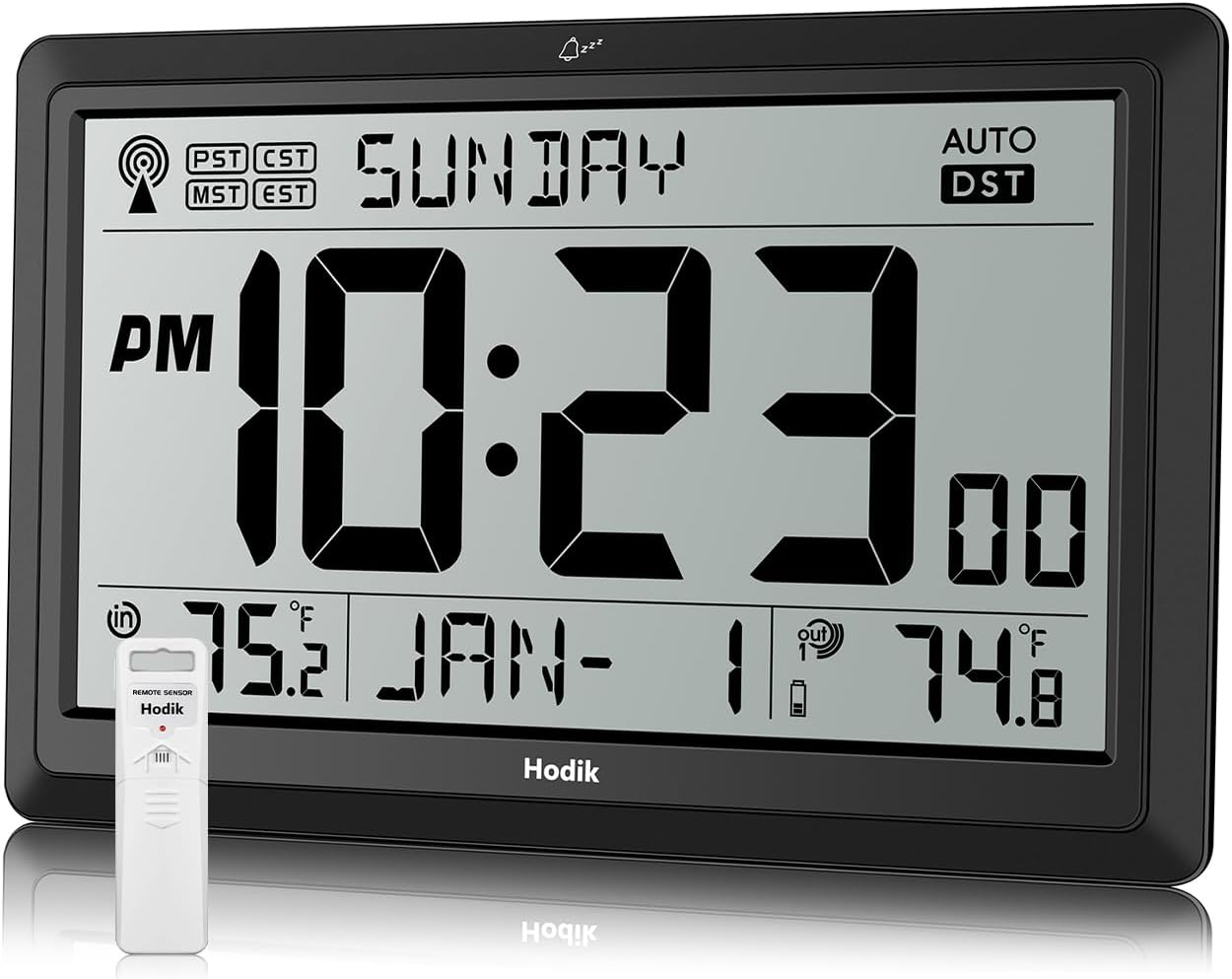 Atomic Wall Clock with Indoor Outdoor Temperature Display