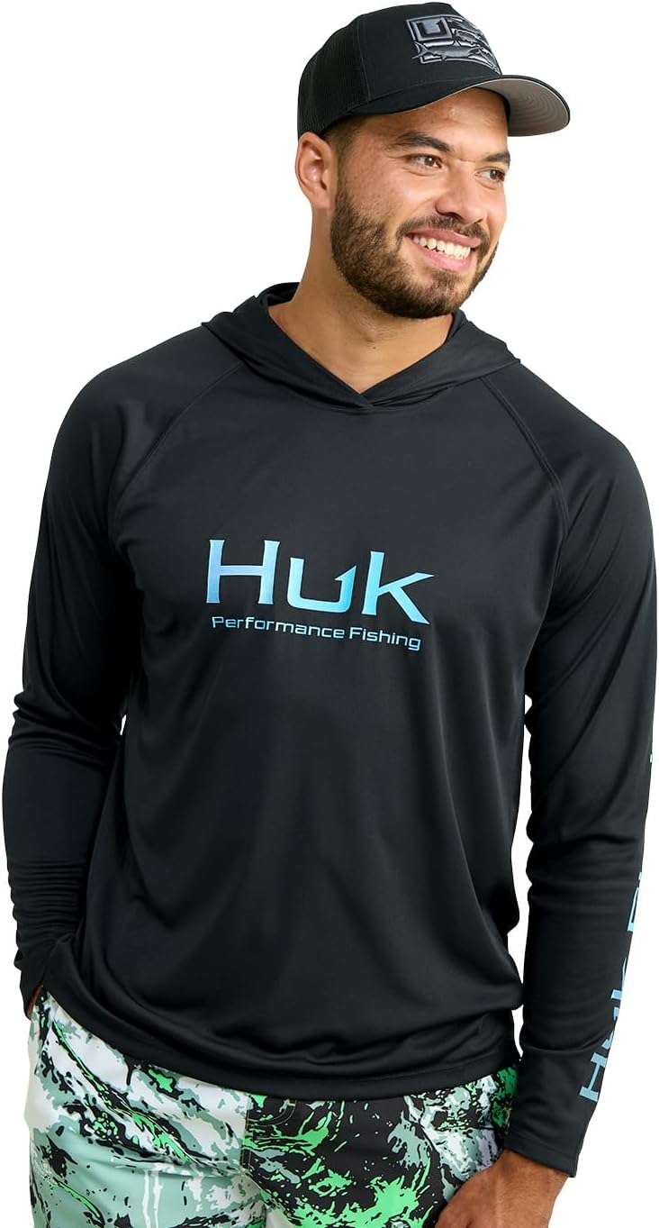 HUK Mens Pursuit Vented Long Sleeve Hoodie for Fishing Comfort