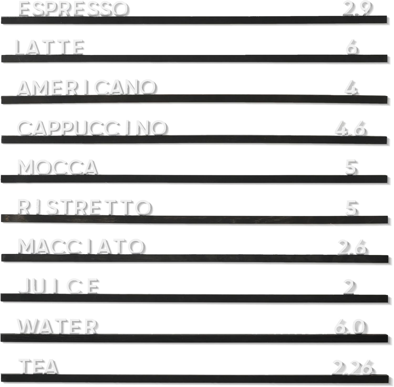Inko Horeca Black Wall Menu Board Set of 10 Regular Rails
