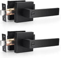 Square Privacy Door Levers Matte Black 2-Pack - Sturdy, Easy Install