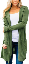 Long Cardigans for Women Hooded Open Front Sweater - Cozy Waffle Midi
