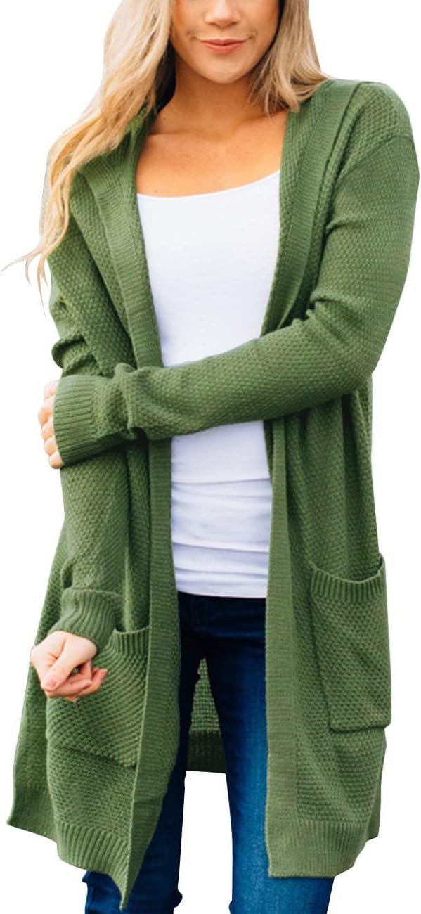 MEROKEETY Long Cardigans for Women - Cozy Hooded Sweater