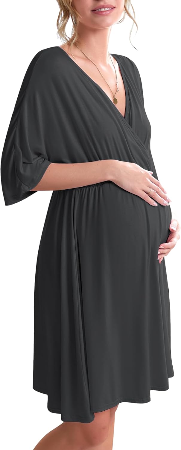 Ekouaer 3 in 1 Labor Delivery Hospital Gown for Maternity